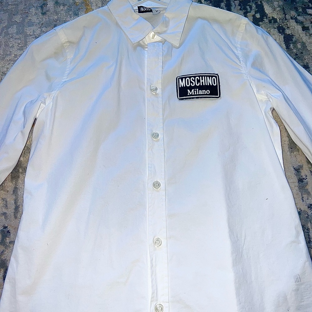 Moschino Teen long Sleeve Logo Print Shirt White